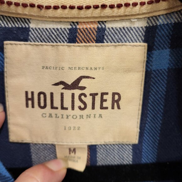 Hollister Flannel Shirt Men's Size Medium Plaid Pearl Snap Front Western - Picture 4 of 7